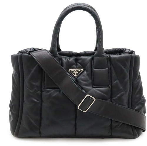 Prada Nappa Pompa Tote Bag Black Used