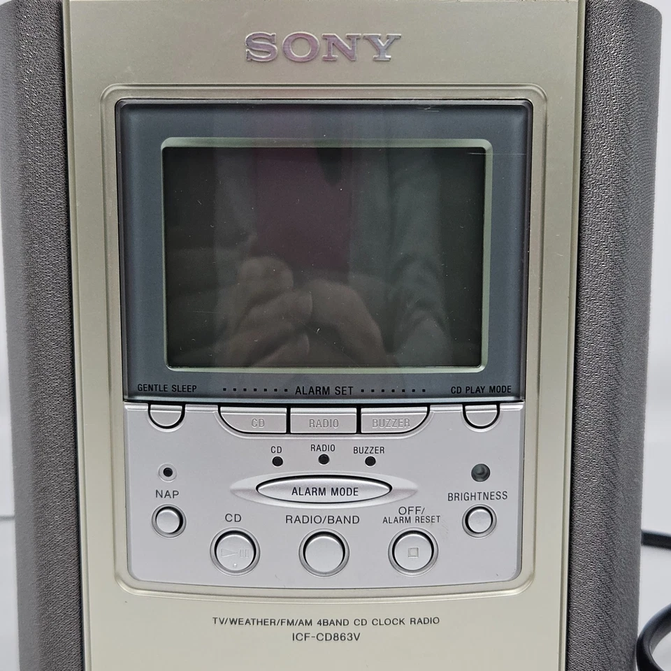 Sony Dream Machine ICF-CD863V TV Tiempo FM AM 4Bandas CD Reloj Radio Alarma Funciona Foto 4 de 4