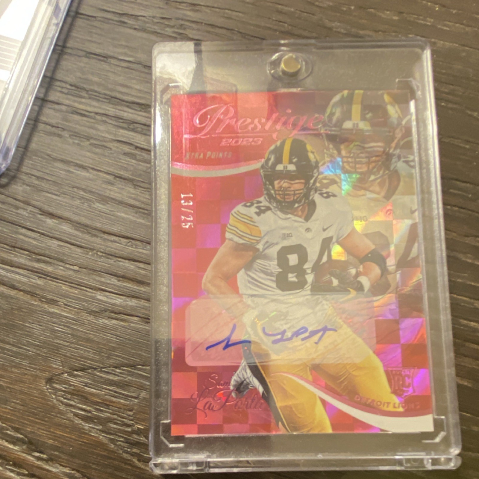 2023 Panini Prestige Sam LaPorta #375 Xtra Points Pink Rookie Auto /25 Lions