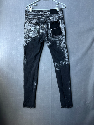 Purple Brand Jeans Mens 30x30 Black P001 Denim Low Rise Slim Paint