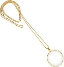 5X Magnifying Glass Necklace, Vintage Reading Monocle with 1.7in Diameter Glass