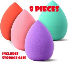8 Piece Multi-colored Teardrop Beauty Makeup Blending Sponge Set 60mm Wet/Dry