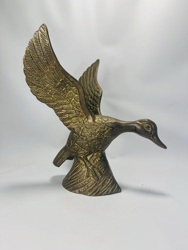 Battlefield Antiques Inc, 1970s Large Solid Brass Mallard Duck Flying EUC HEAVY - Picture 6 of 12
