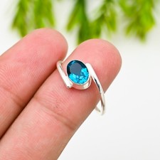 Blue Topaz Gemstone 925 Sterling Ring Handmade Jewelry Ring For Gift