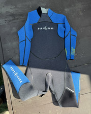 Aqua Lung AquaFlex 5mm Liquid Fusion Full Wetsuit Front Zip Blue/Gray ML Men  s