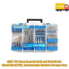 HART 175-Piece Assorted Drill and Drill Bit Set Wood/Metal/PVC, Customizable Mod