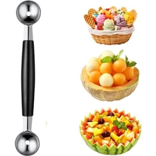 Double Sided Fruit Melon Baller Spoon 2 in 1 Stainless Steel Melon Scoop for