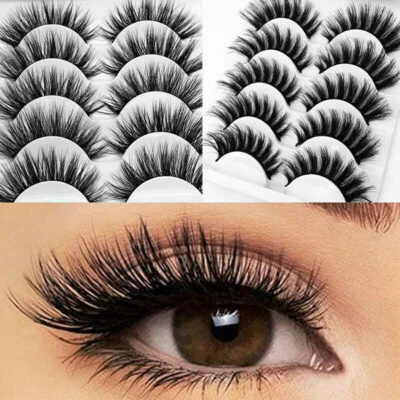 E-BESTOFFER NEW 5Pair 3D Mink False Eyelashes Wispy Cross Long Thick Soft Fake Eye Lashes UK