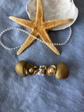 Seashell and faux pearl Gold Hair Alligator Clip-Free Shipping 