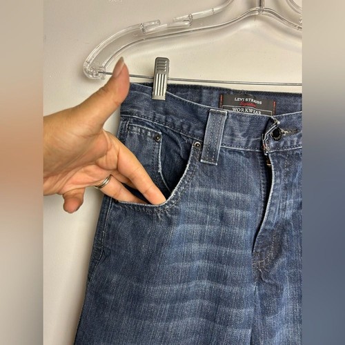 Y2K Levi’s Strauss Workwear Jeans kids Boy 8 Carpenter Baggy Hip-Hop Dark Blue - Picture 6 of 16