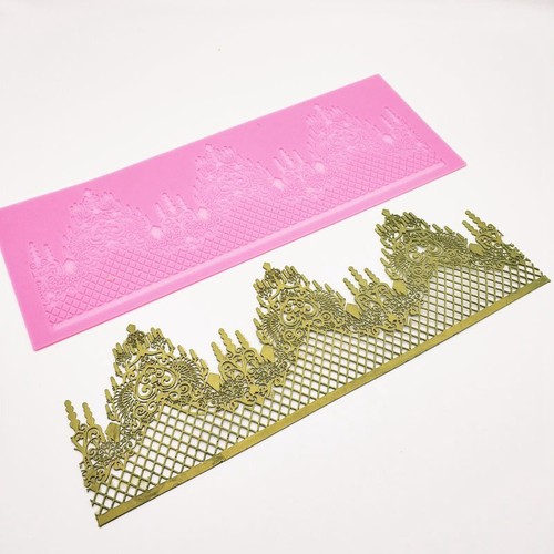 Crown Silicone Fondant Lace Mat Cake Mould Embosser Mold Sugarcraft Decorating - Picture 4 of 13