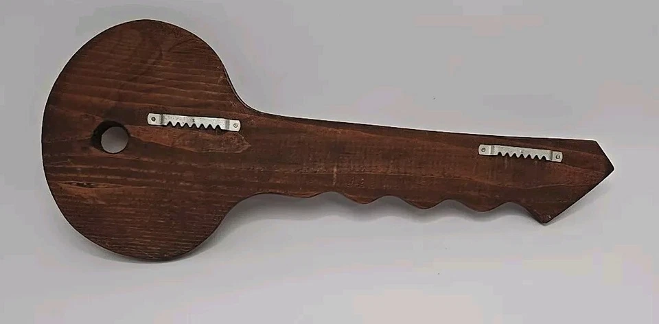 Vtg Wood Painted Mushroom Art 6 Key Hanger Rack Wall Mount Retro Signed DACO 17" - Image 4 of 4