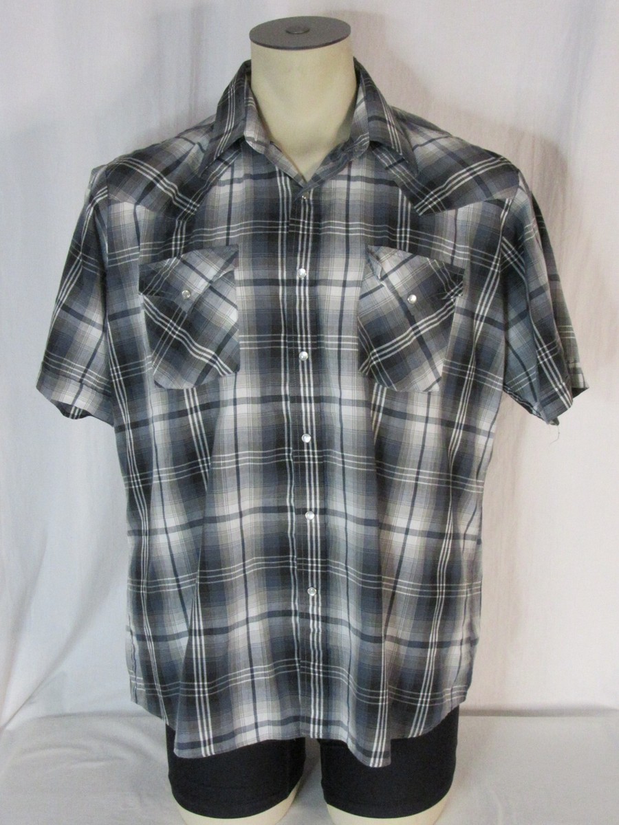 Ely Cattleman Western Shirt Men Size 17 Snap Front Short Sleeve 50