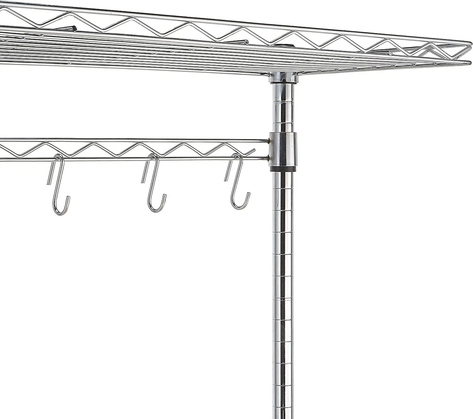 Amazon Basics - Scaffale da cucina con tavola in legno, cromato/legno, larghezza - Immagine 3 di 4