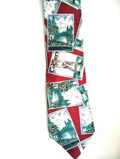 Vintage Benchmark Golf Themed Men's Tie Red Made In The USA 100% Silk