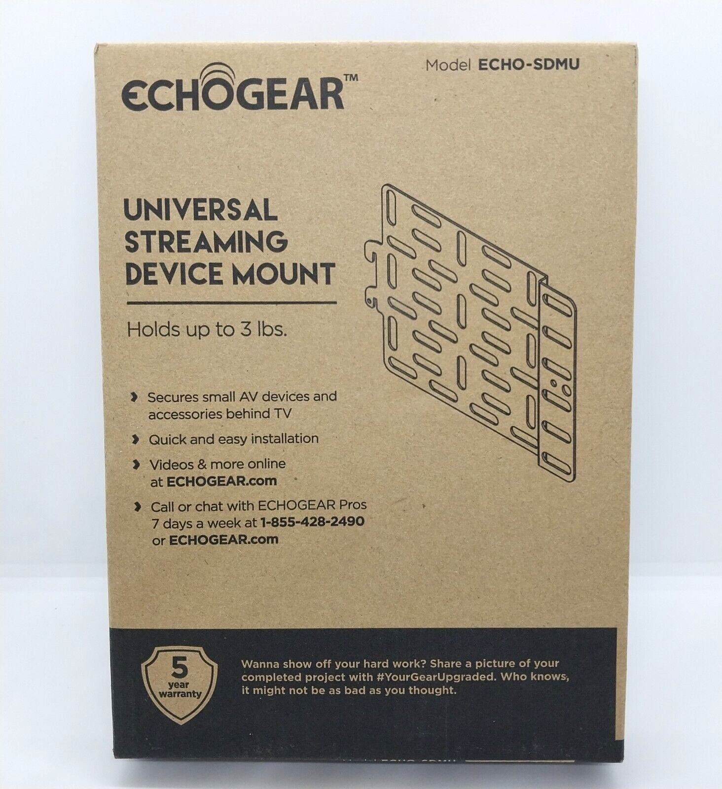 Universal Streaming Device Mount Holds Media Up to 3lbs Securely New Echogear