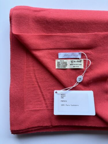 100% reines Kaschmir John Laing großes Tuch 220x80cm Papaya Koralle Strick UVP 499£ - Bild 2 von 15