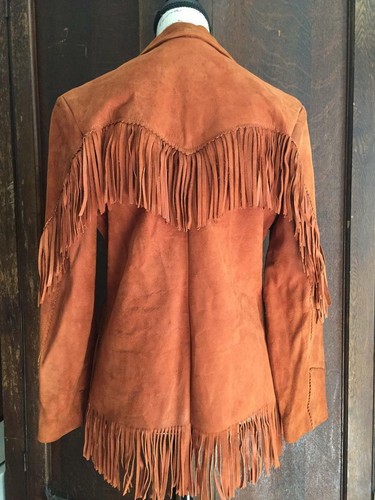 American Style Women Western Jacket Suede Lwather Fringe Jacket, Vintage - Picture 3 of 4