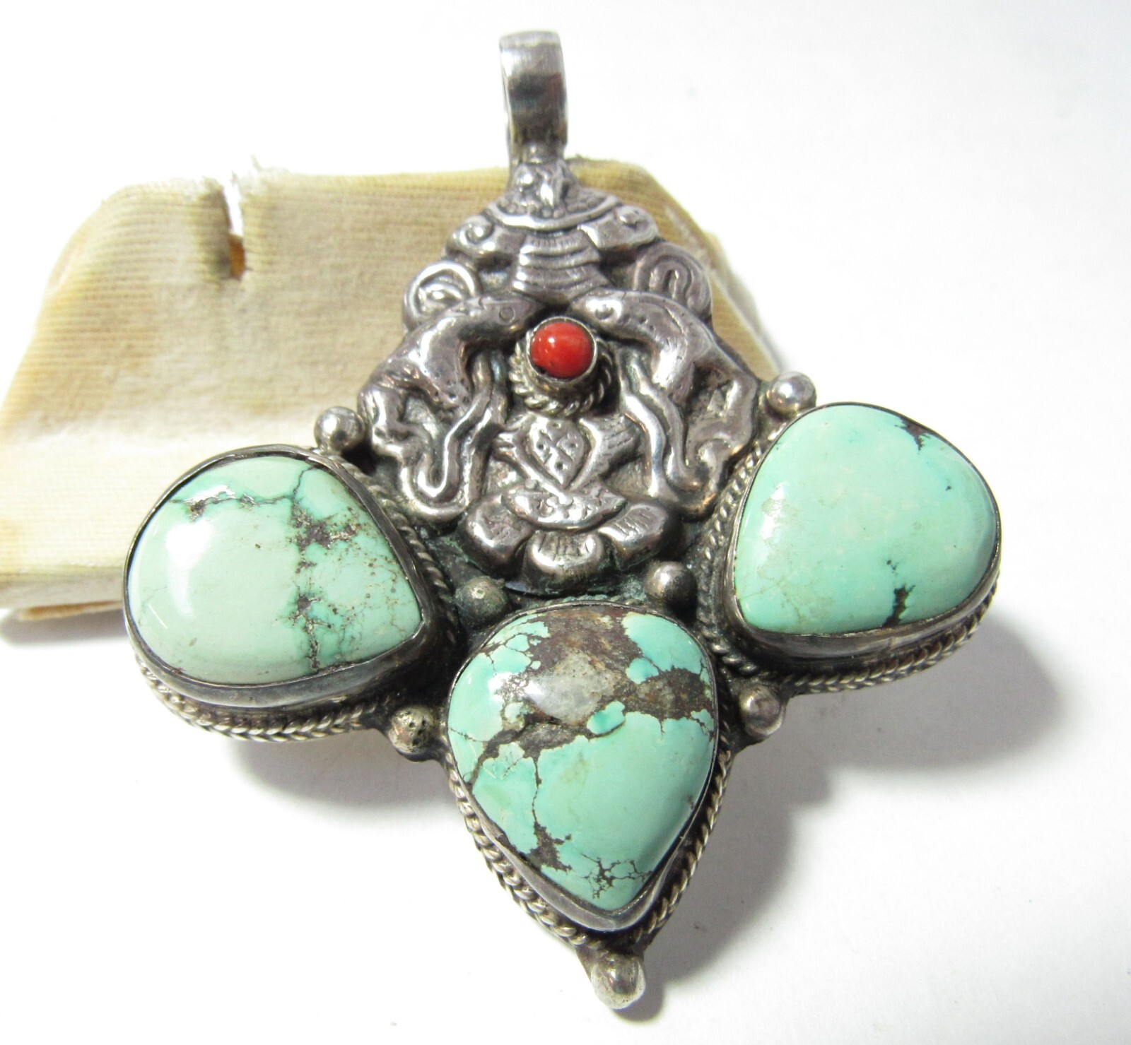 SOLID STERLING SILVER PENDANT W / SERPENT DESIGN … - image 1