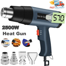 Heat Gun 2500W Electric Hot Air Gun Dual Temperature LCD Display 4 Nozzles Tools