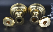 Set of 2 VTG Brass Taper Candle Holders Holder Removable Inserts Felt Bottoms 5"
