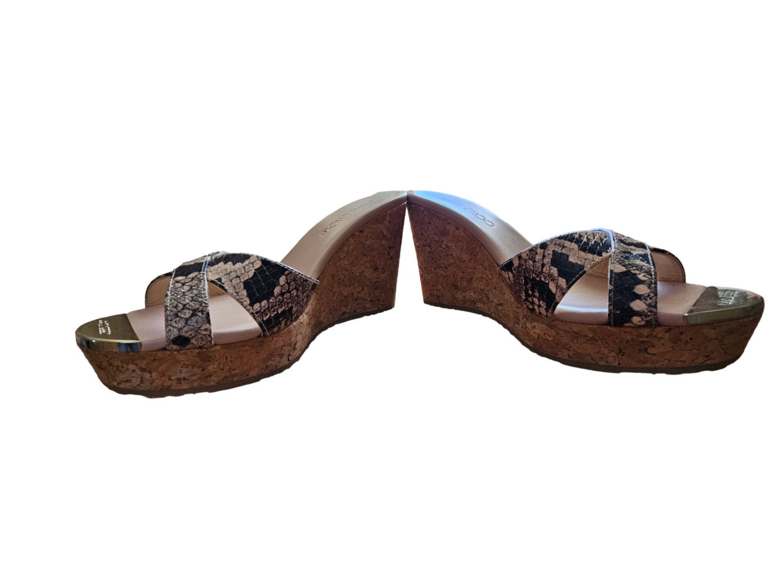 Jimmy Choo Python Cork Platform Wedge with Gold P… - image 19