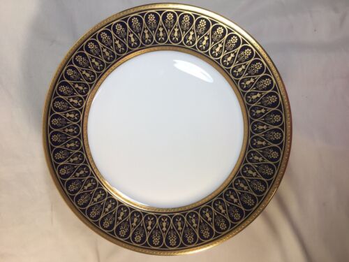 (12)Chas Haviland Limoges Incrustation Polie a l'agate Cobalt 10.3" DINNER PLATE - Picture 2 of 7