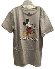 Disney Mickey Mouse Gray T-Shirt Childs Size L- 10/12 Graphic Short Sleeves NWT
