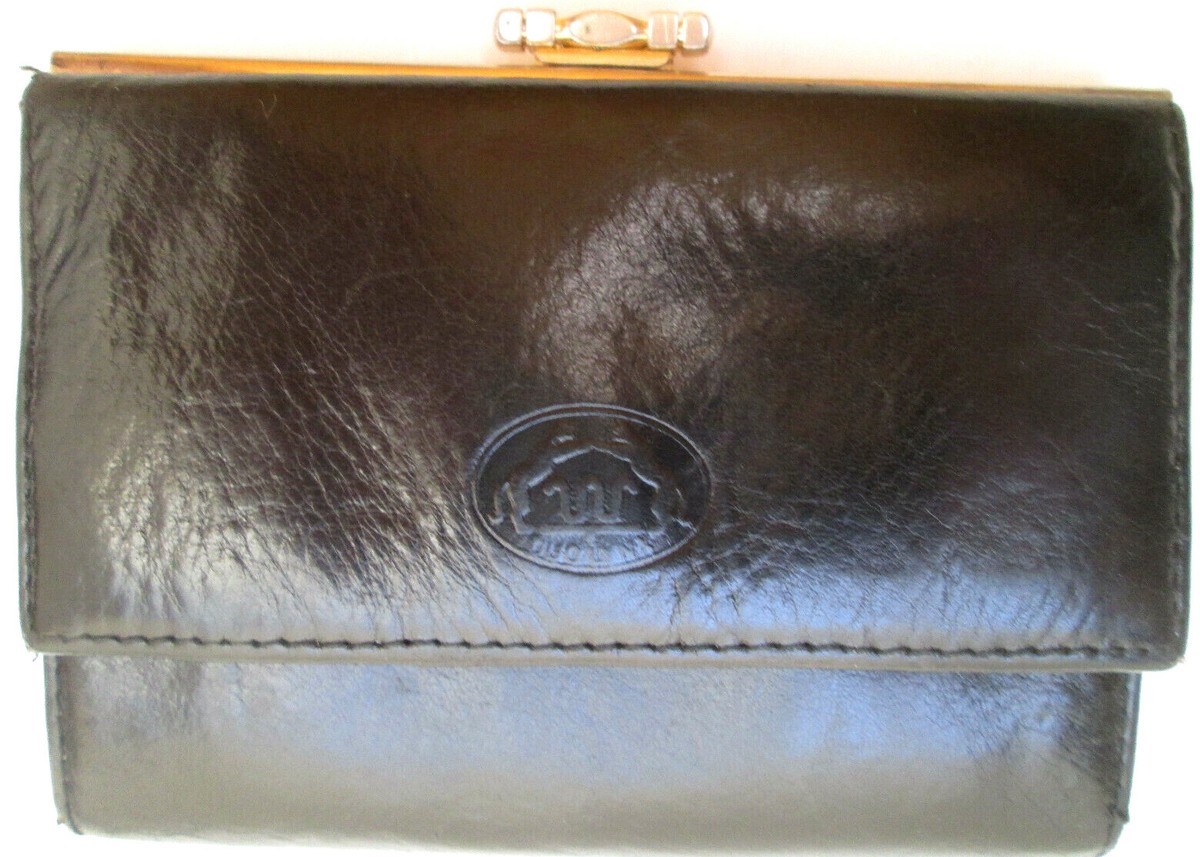 Porte-monnaie Vintage Femme - Simili Cuir Noir - Pochette Type Portefeuille