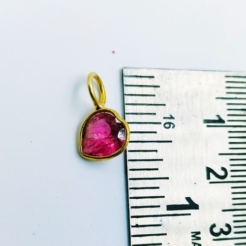 Dije de turmalina rosa en forma de corazón de plata de ley 925 dije hecho a mano - Imagen 7 de 9