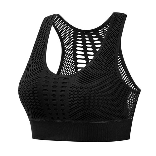 Women Mesh Padded Sports Bra Gym Yoga Workout Fitness Shaper Crop Tops Vest - Picture 22 of 28