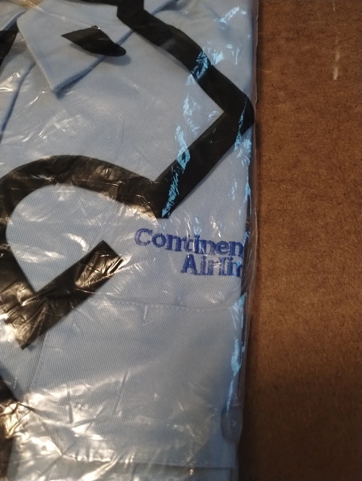 CONTINENTAL AIRLINES Hombres Azul Manga Larga Empleado Botón Camisa M León Ropa Foto 3 de 4