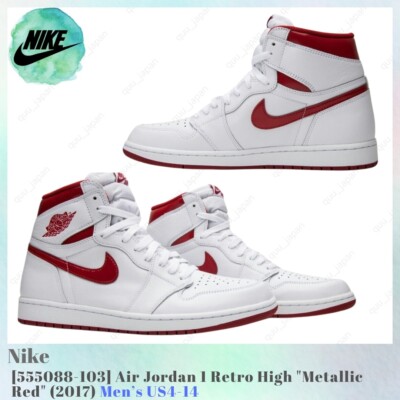 Nike Air Jordan 1 Retro High Metallic Red 2017 555088-103 Men's US4-14 NEW