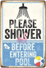 Funny Warning Flamingo Pool Sign-Please Shower Before Entering Pool,Outdoor Pool