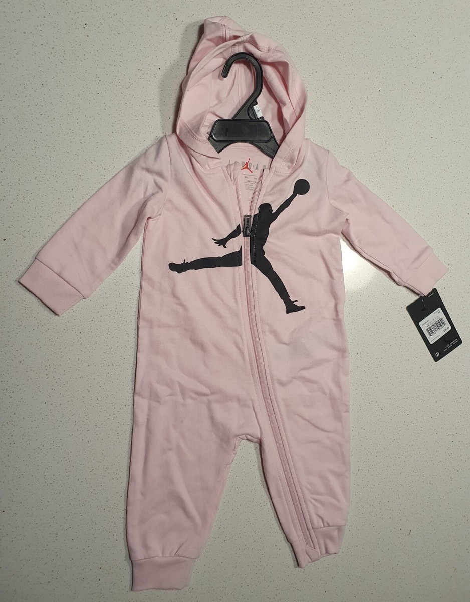 NWT Jordan Jumpman Hooded full-zip Coverall (Infant) Pink 9M baby