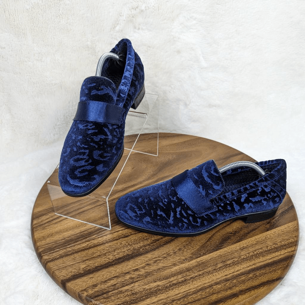 blue velvet mens dress shoes Robert David Men's Size 7 Varro Loafers Comfort Ideal for a wide