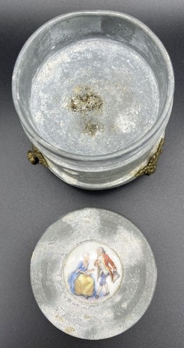 Music Box Vintage Praga Metallo Polvere Trinket Vittoriano Smaltato Intarsio - Foto 5 di 6