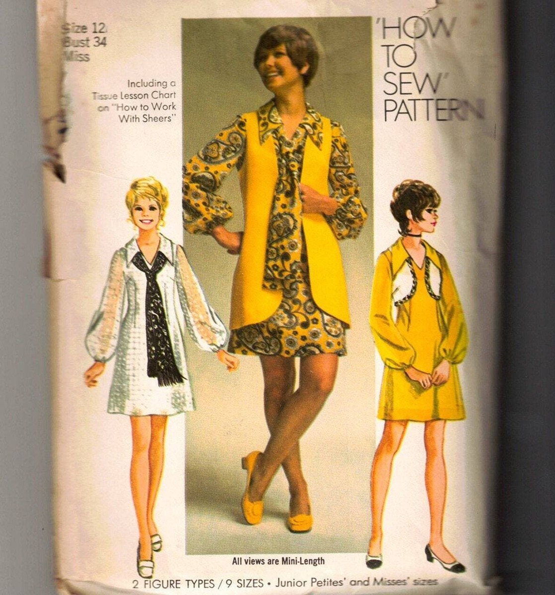 1970s Dress & Vest Sewing Pattern - 60s 70s A-Line - Bust 34 Simplicity  9182 | eBay
