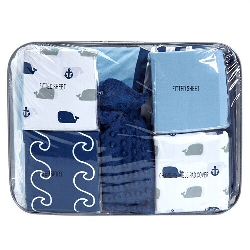 Manhattan Kids Whale Anchor 9Pc Crib Bedding Set Includes Extra Sheets *New* - Picture 3 of 4