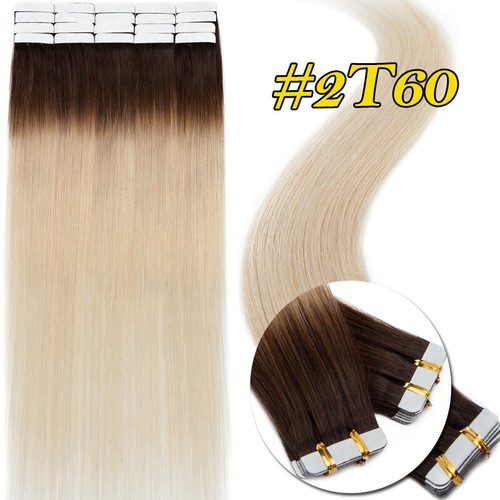 Thick 200G Tape in Virgin Human Hair Extensions Invisible Skin Weft Highlight - Picture 56 of 71