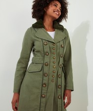 Joe Browns Women's Detachable Faux Fur Collared Longline Military Coat, Khaki,