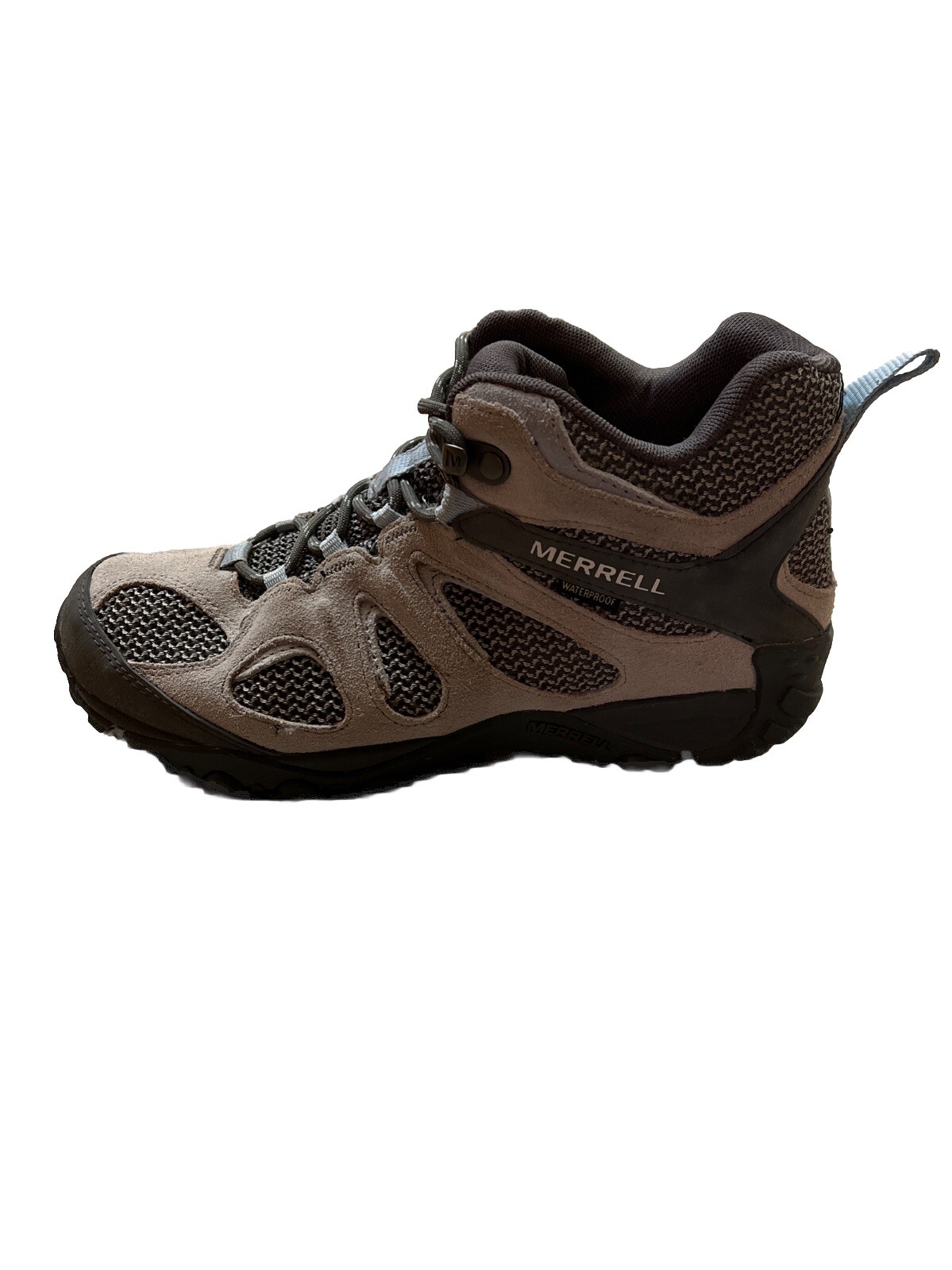 Scarpe da trekking Merrell donna taglia 8 5 stivale medio stringate escursionista impermeabili blu grigio