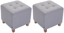 2er Set Hocker Sitzhocker Sitzw&uuml;rfel 4-Eckig Viereckig Antik Hell Stoff Pharao