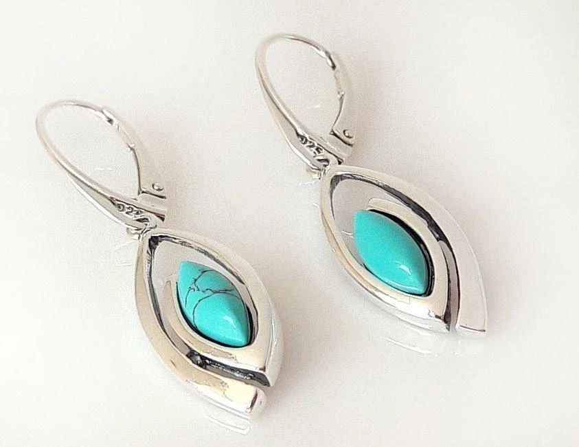 Ohrhänger Silber 925 Türkis Ohrringe Hänger echt  Sterlinhsilber Damen gz290 - Bild 3 von 4