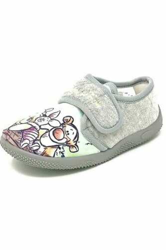Slippers Disney Kids Winnie The Pooh Boys Grey Character Easy Fasten Toddler