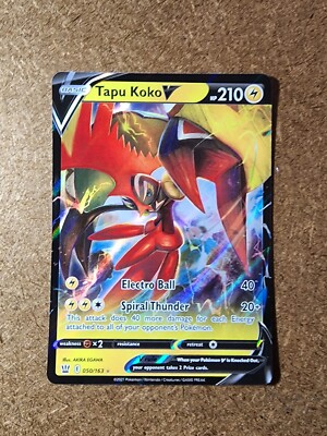 Tapu Koko V 50/163 Battle Styles - Pokemon Card *Pack Fresh* Full Art Rare | eBay Tapu Koko V 50/163 Battle Styles - Pokemon Card *Pack Fresh* Full Art Rare | eBay
