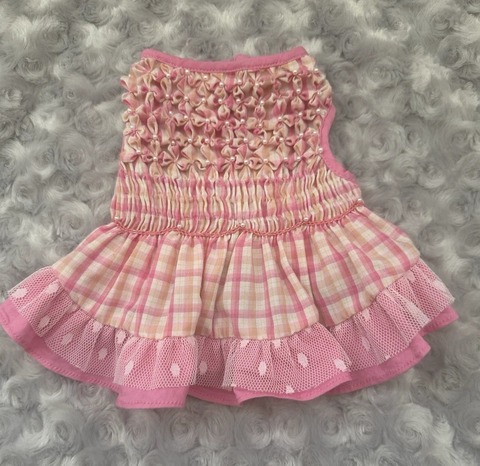 Vestido Oscar Newman Check Please Hand-smocked para perro talla XXS usado Foto 2 de 4