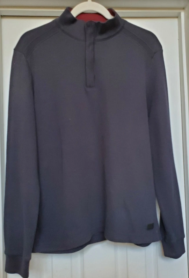 Suéter Hugo Boss Mediano Algodón Para Hombre Cuarto Cremallera Elastizado Manga Larga Azul Marino Foto 2 de 4