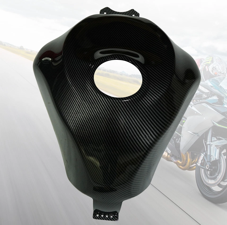 Fuel Gas Tank Cover Black Carbon Fiber Look For Kawasaki Ninja ZX6R 2009-2020 US - Image 4 of 4