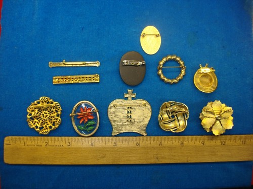 NACHLASS SCHMUCK! 10 Stück. KONVOLUT PINS - ALLE VERSCHIEDEN & ALLE VERWENDBAR - ANSEHEN - Bild 3 von 3